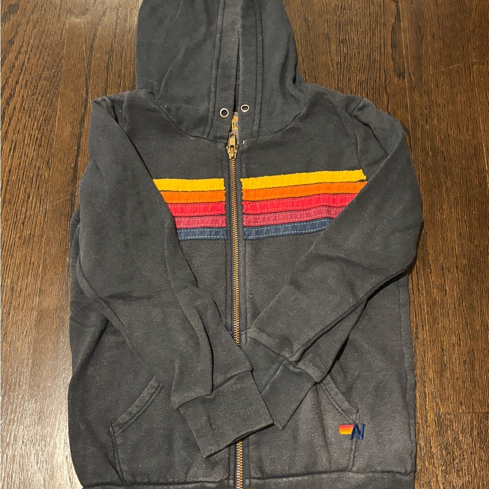 Aviator Nation kids Gray Hoodie with Colorful Stripes